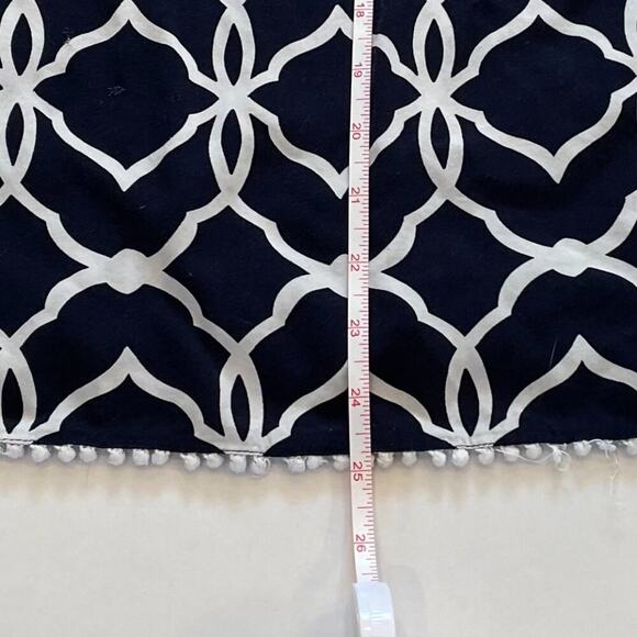 Crown & Ivy Navy, White 3/4 Sleeve Peasant Top, Embroidered, Pom Pom Fringe, XXL - Picture 9 of 12